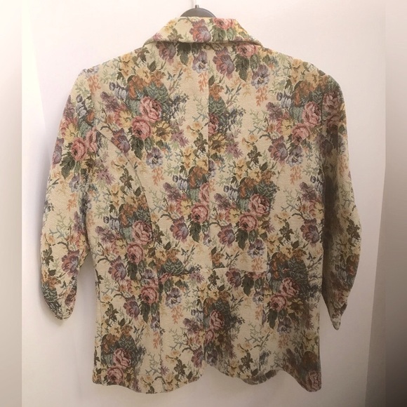 Karen Kane Floral Tapestry One Button Blazer with Ruched Sleeves - Picture 10 of 12